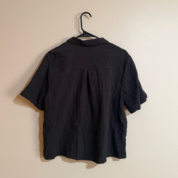 Quince 100% Organic Cotton Gauze Short Sleeve Shirt Black Size Medium - Picture 5 of 5